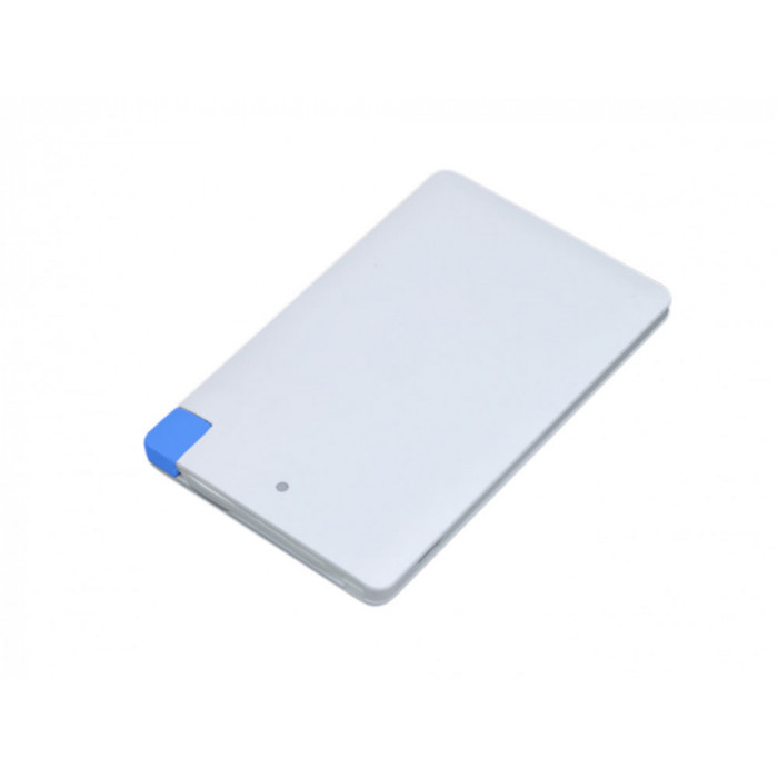 Универсальное зарядное устройство Credit _card1_power_bank  под нанесение логотипа  в виде кредитной карты, толщина всего 7,5 . 2500MAH. Синий