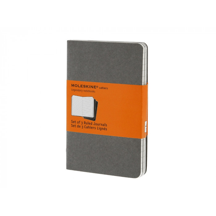 Записная книжка Moleskine Cahier (в линейку, 3 шт.), Pocket (9х14см), серый