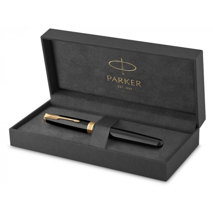 Перьевая ручка Parker Sonnet Black Lacquer GT, перо: F или М , цвет чернил: black, в подарочной упаковке