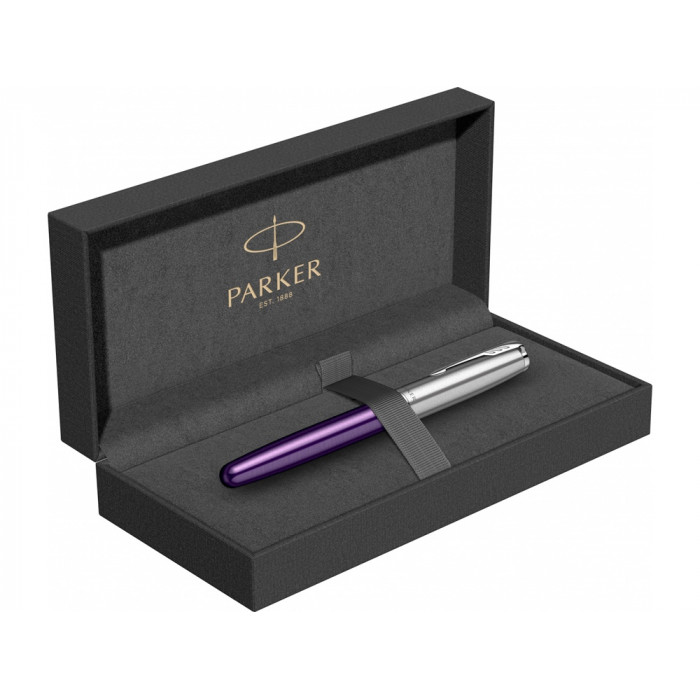 Перьевая ручка Parker Sonnet Essentials Violet SB Steel CT, перо: F, цвет чернил black, в подарочной упаковке.