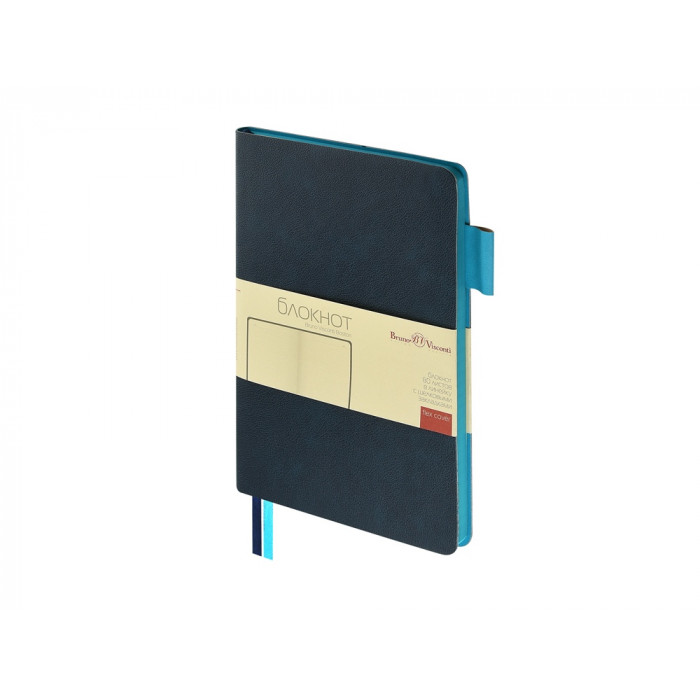 Блокнот А5 Boston, темно-синий с голубым срезом