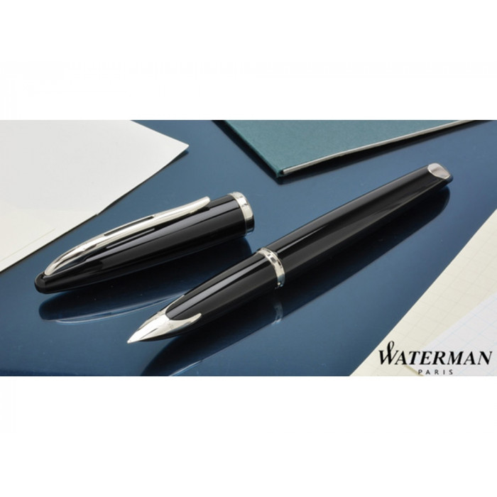 Перьевая ручка Waterman Carene, цвет: Black ST, перо: F или М чернила: blue