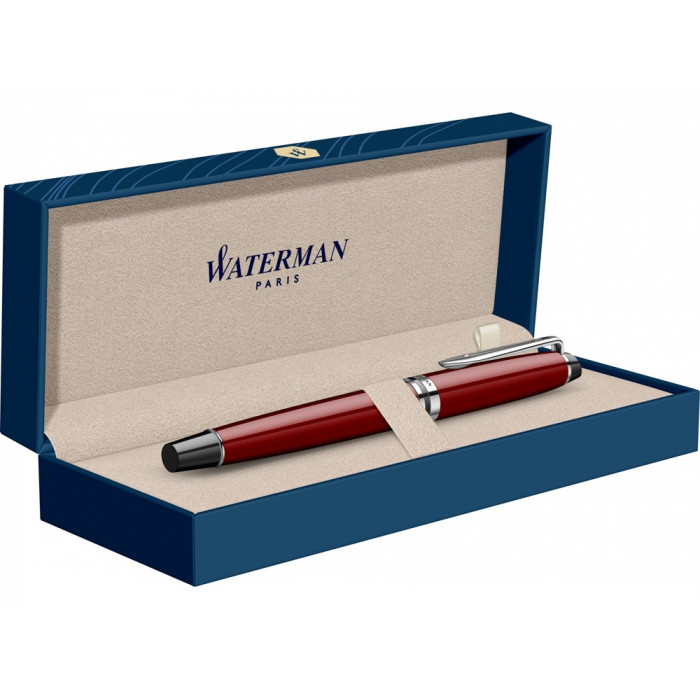 Ручка-роллер Waterman Expert Dark Red Lacquer CT Black, стержень: Fblk