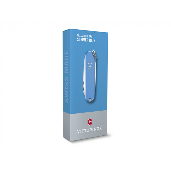 Нож-брелок VICTORINOX Classic SD Colors Summer Rain, 58 мм, 7 функций, голубой