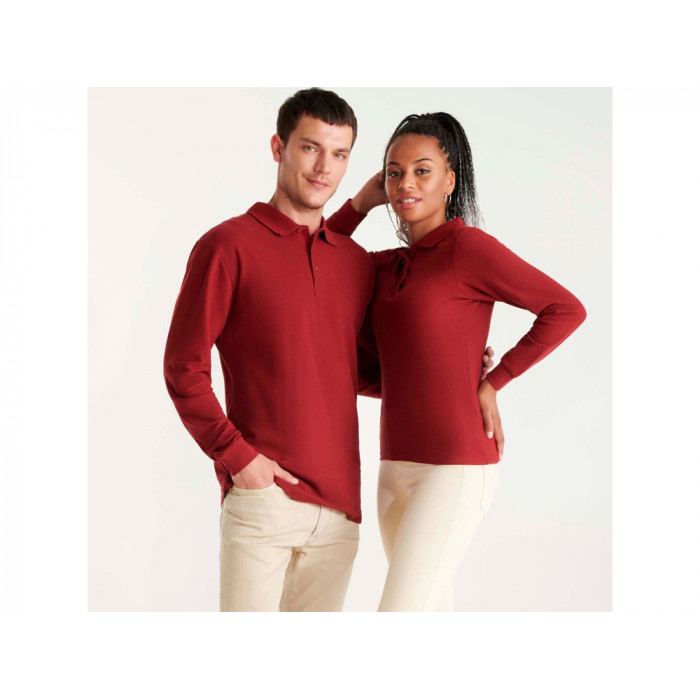 Рубашка поло Estrella мужская с длинным рукавом, гранатовый