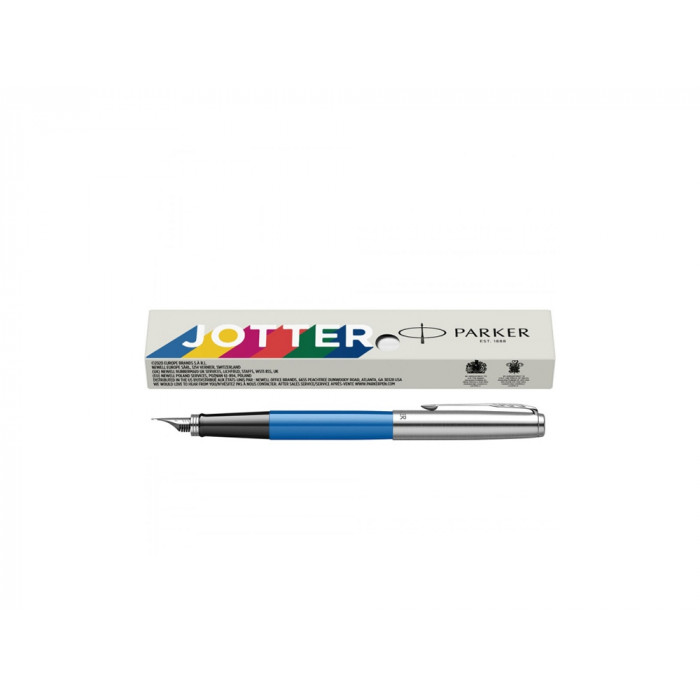 Ручка перьевая Parker Jotter Originals Blue Chrom CT, перо: F, цвет чернил: blue, в подарочной упаковке