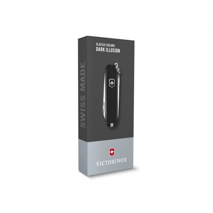 Нож-брелок VICTORINOX Classic SD Colors Dark Illusion, 58 мм, 7 функций, чёрный