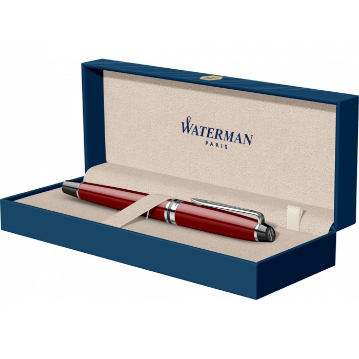 Ручка-роллер Waterman Expert Dark Red Lacquer CT Black, стержень: Fblk