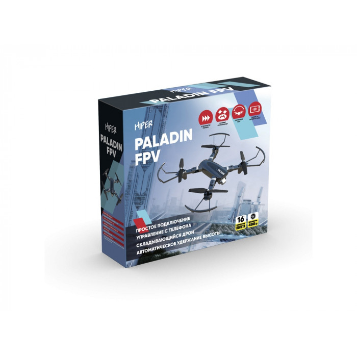 Квадрокоптер Hiper HQC-0031 Paladin FPV 0.3Mpix 480р WiFi ПДУ черный/серый