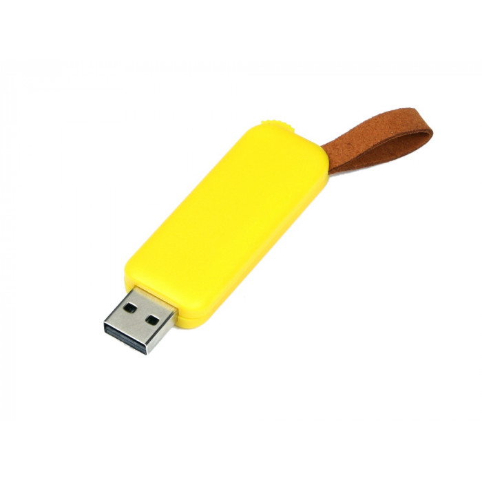 USB-флешка промо на 4 Гб прямоугольной формы, выдвижной механизм, желтый