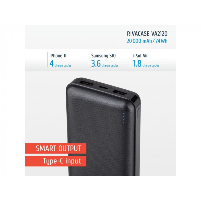 RIVACASE VA2120 (20000mAh), внешний аккумулятор /24