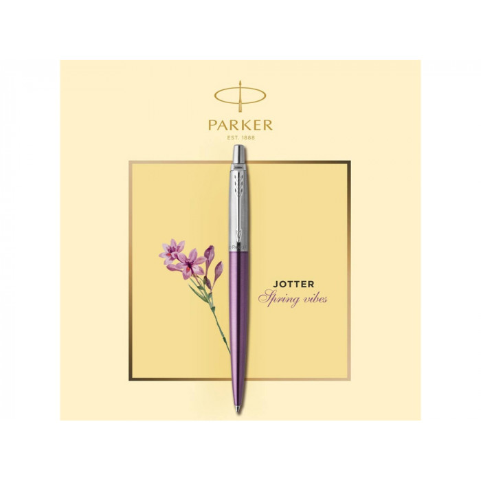 Шариковая ручка Parker Jotter Victoria Violet Chrome CT, стержень:M, цвет чернил: blue в подарочной блистерной упаковке