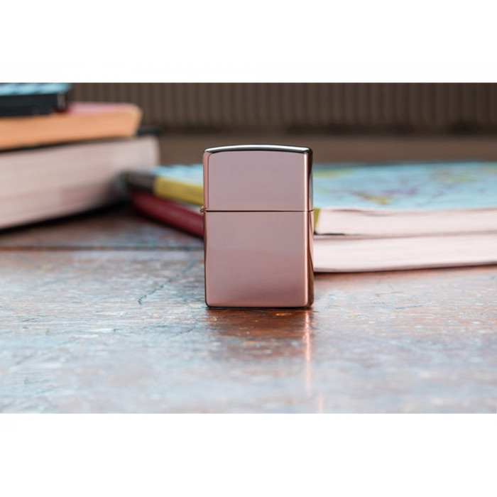 Зажигалка ZIPPO Classic с покрытием High Polish Rose Gold, латунь/сталь, розовое золото, 38x13x57 мм