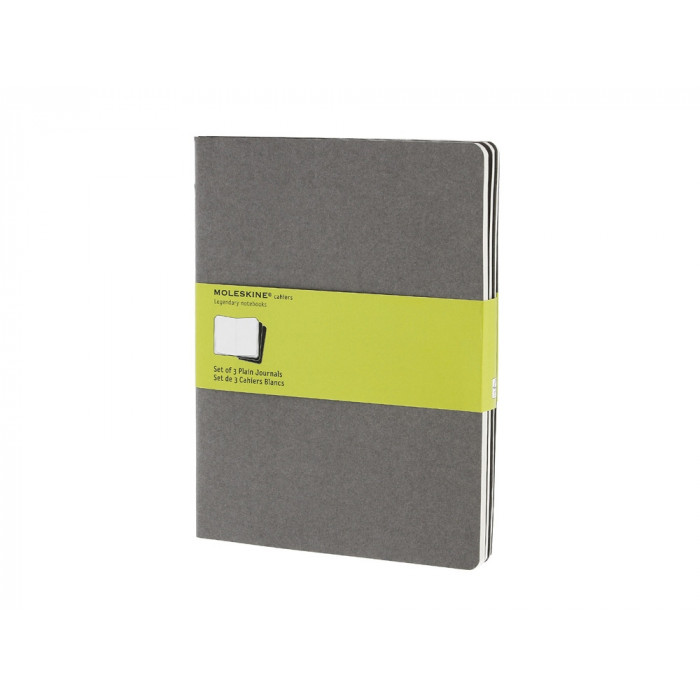 Записная книжка Moleskine Cahier (нелинованный, 3 шт.), ХLarge (19х25см), серый