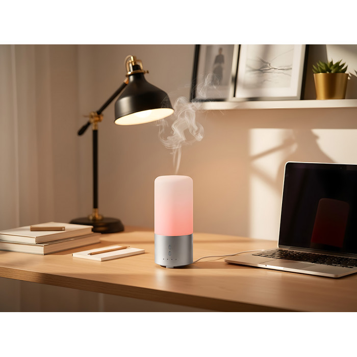 Увлажнитель воздуха с подсветкой Breathe, белый/серебристый