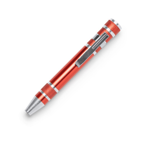 Алюминиевый мультитул BRICO в форме ручки, красный