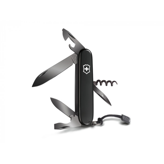 Нож перочинный VICTORINOX Spartan Onyx Black, 91 мм, 12 функций, чёрный, со шнурком в комплекте