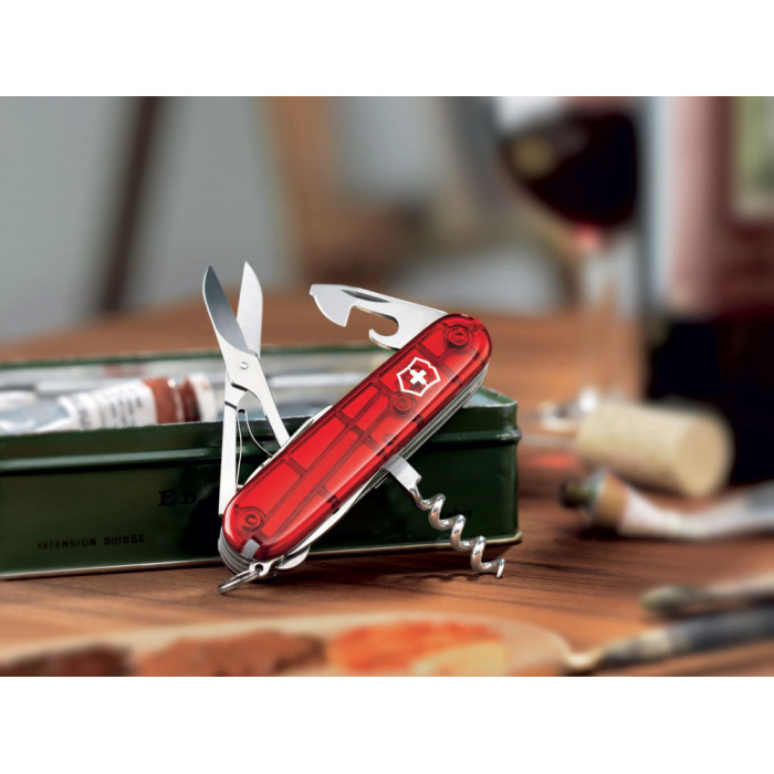 Нож перочинный VICTORINOX Climber, 91 мм, 14 функций, полупрозрачный красный