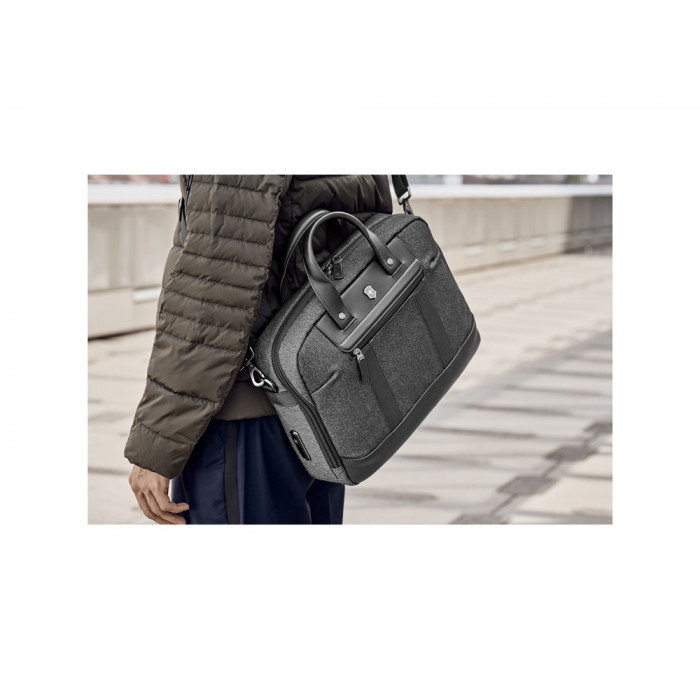 Портфель VICTORINOX Architecture Urban2 15 Briefcase 15'', серый, полиэстер/кожа, 42x13x31 см, 16 л