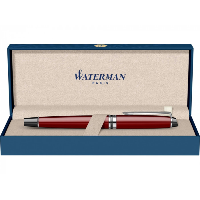 Ручка-роллер Waterman Expert Dark Red Lacquer CT Black, стержень: Fblk