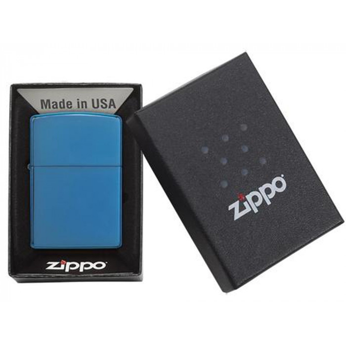 Зажигалка ZIPPO Classic с покрытием Sapphire™, латунь/сталь, синяя, глянцевая, 38x13x57 мм