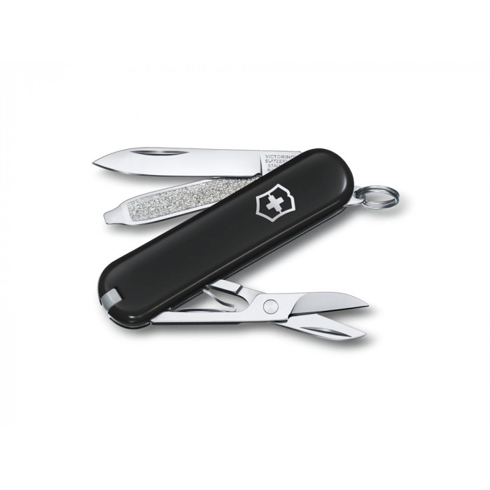 Нож-брелок VICTORINOX Classic SD Colors Dark Illusion, 58 мм, 7 функций, чёрный