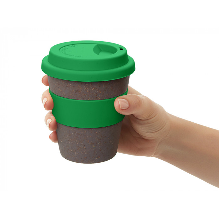 Стакан с силиконовой крышкой Cafe, зеленый