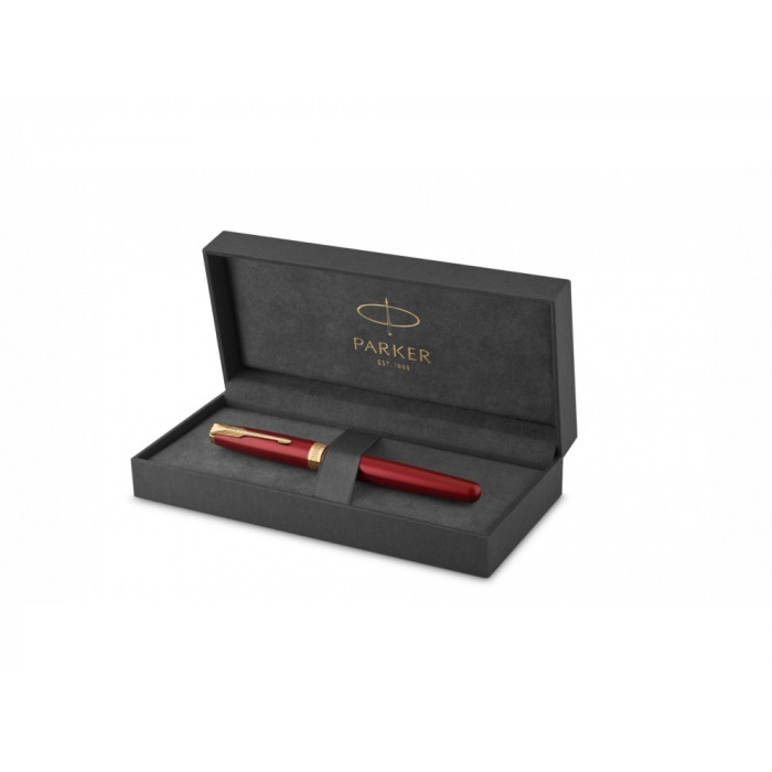 Перьевая ручка Parker Sonnet , Lacquer Intense Red GT, перо: F, цвет чернил: black, в подарочной упаковке