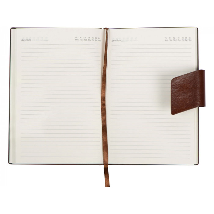 Бизнес блокнот А5 Monoi с клапаном, твердая обложка, 128 листов, коричневый