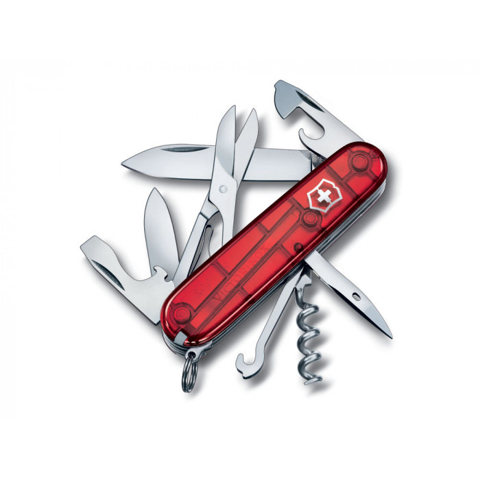 Нож перочинный VICTORINOX Climber, 91 мм, 14 функций, полупрозрачный красный