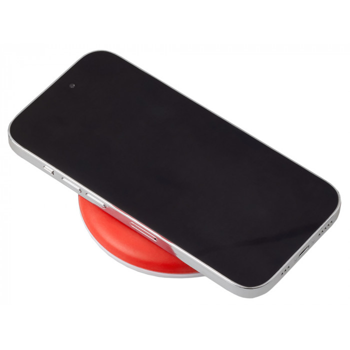 Беспроводное зарядное устройство со встроенным кабелем 2-в-1 Disc, красный