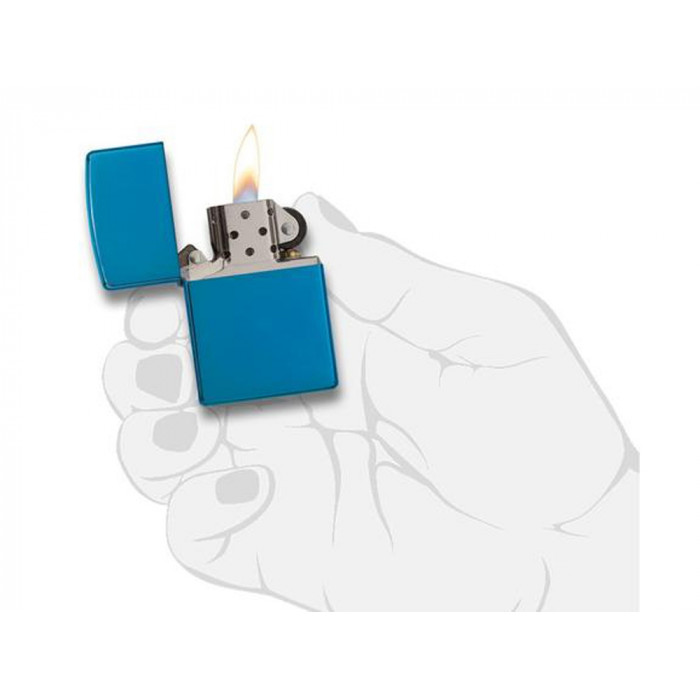 Зажигалка ZIPPO Classic с покрытием Sapphire™, латунь/сталь, синяя, глянцевая, 38x13x57 мм