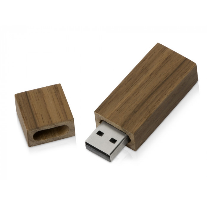 Флеш-карта USB 2.0 16 Gb Woody с магнитным колпачком, темное дерево