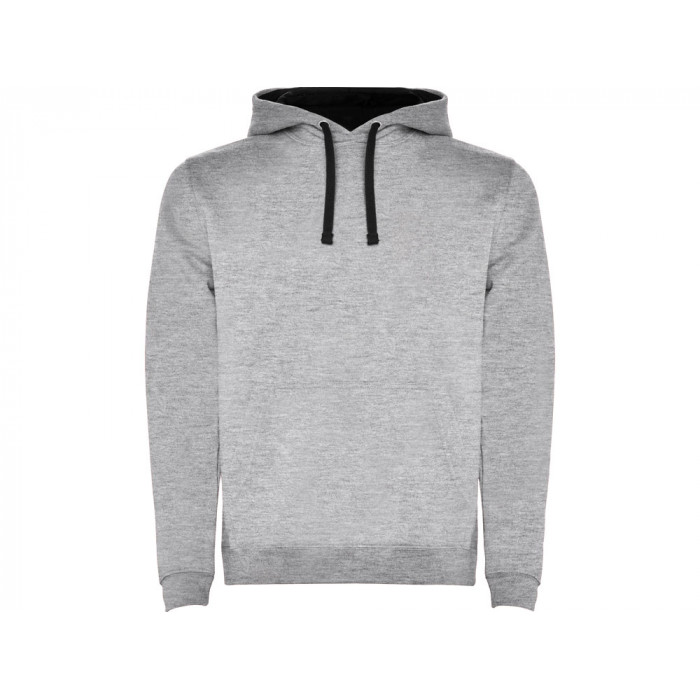 Толстовка с капюшоном Urban мужская, серый меланж/черный
