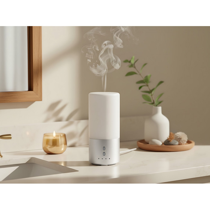 Увлажнитель воздуха с подсветкой Breathe, белый/серебристый