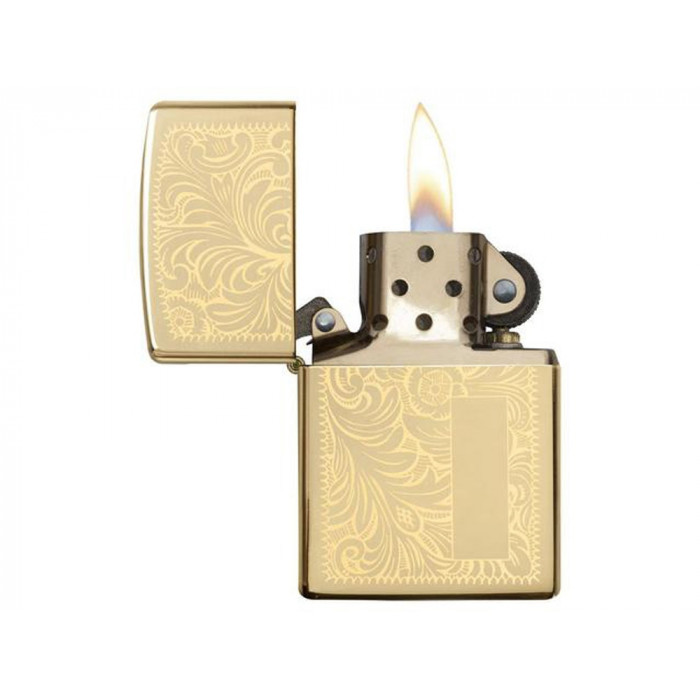 Зажигалка ZIPPO Venetian с покрытием High Polish Brass, латунь/сталь, золотистая, 38x13x57 мм