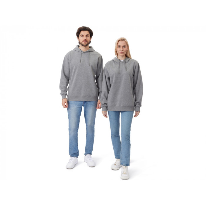 Толстовка с капюшоном оверсайз Lisbon унисекс, серый меланж