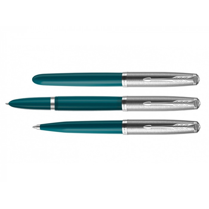 Перьевая ручка Parker 51 CORE TEAL BLUE CT, перо: F, цвет чернил: black, в подарочной упаковке.