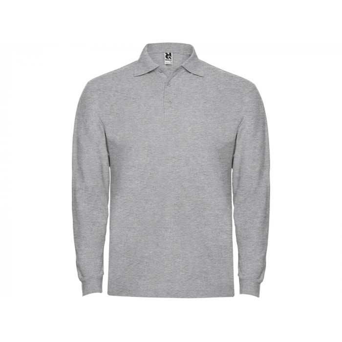 Рубашка поло Estrella мужская с длинным рукавом, серый меланж