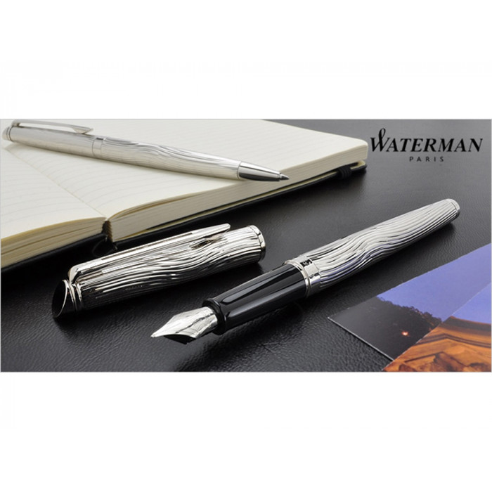 Перьевая ручка Waterman Hemisphere Deluxe , цвет: Metal CT, перо: F