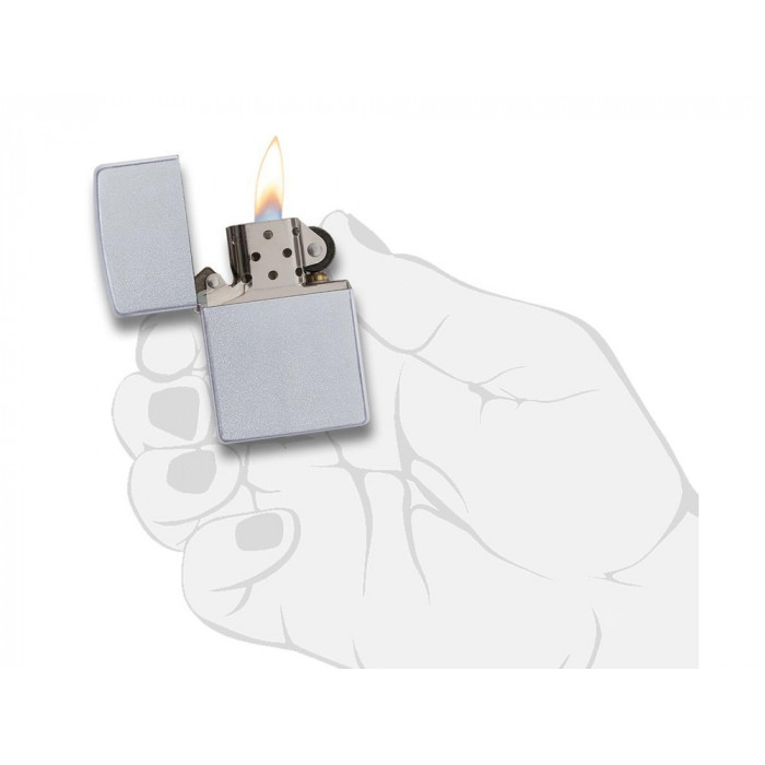 Зажигалка ZIPPO Classic с покрытием Satin Chrome™, латунь/сталь, серебристая, матовая, 38x13x57 мм