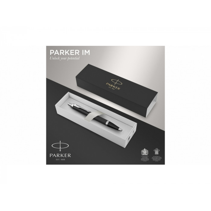 Шариковая ручка Parker IM Mat Black CT лак матовый, стержень: M, цвет чернил: blue, в подарочной упаковке.