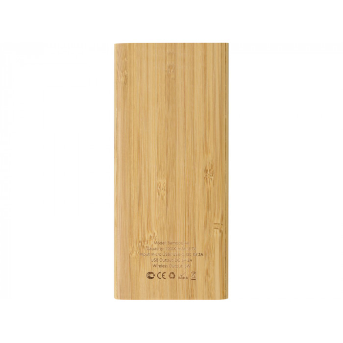 Внешний беспроводной аккумулятор из бамбука Bamboo Air, 10000 mAh