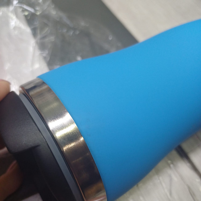 Термокружка Mony Steel 350 мл, soft touch, голубой (Р)