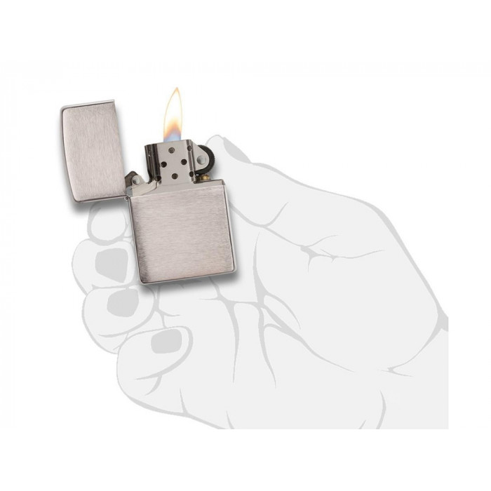 Зажигалка ZIPPO Classic с покрытием Brushed Chrome, латунь/сталь, серебристая, матовая, 38x13x57 мм