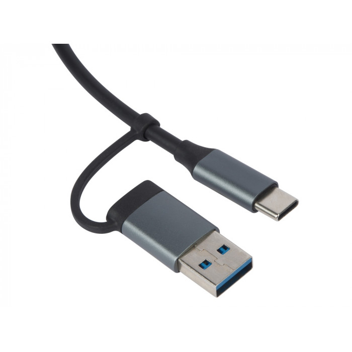 USB-хаб Link с коннектором 2-в-1 USB-C и USB-A, 2.0/3.0, серый