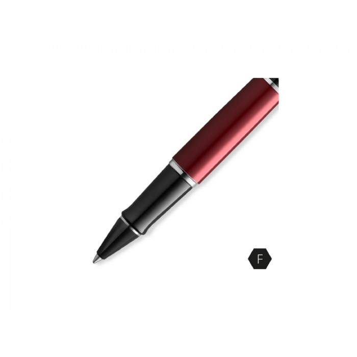 Ручка-роллер Waterman Expert Dark Red Lacquer CT Black, стержень: Fblk