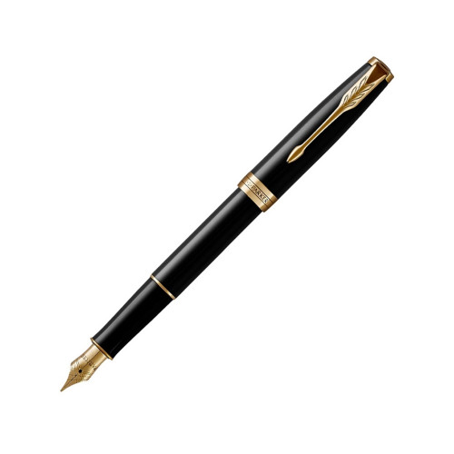 Перьевая ручка Parker Sonnet Black Lacquer GT, перо: F или М , цвет чернил: black, в подарочной упаковке