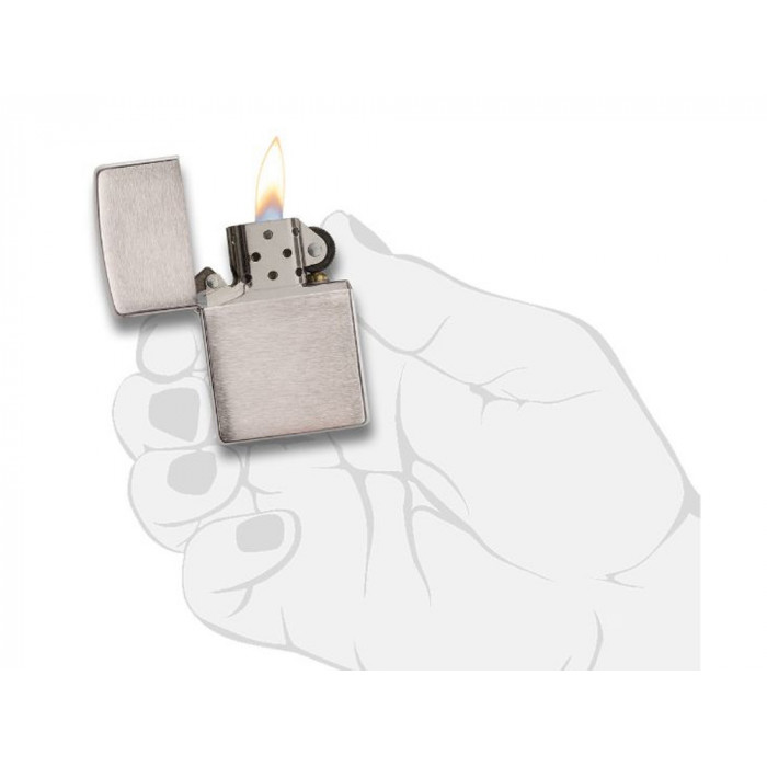 Зажигалка ZIPPO Armor™ c покрытием Brushed Chrome, латунь/сталь, серебристая, матовая, 38x13x57 мм