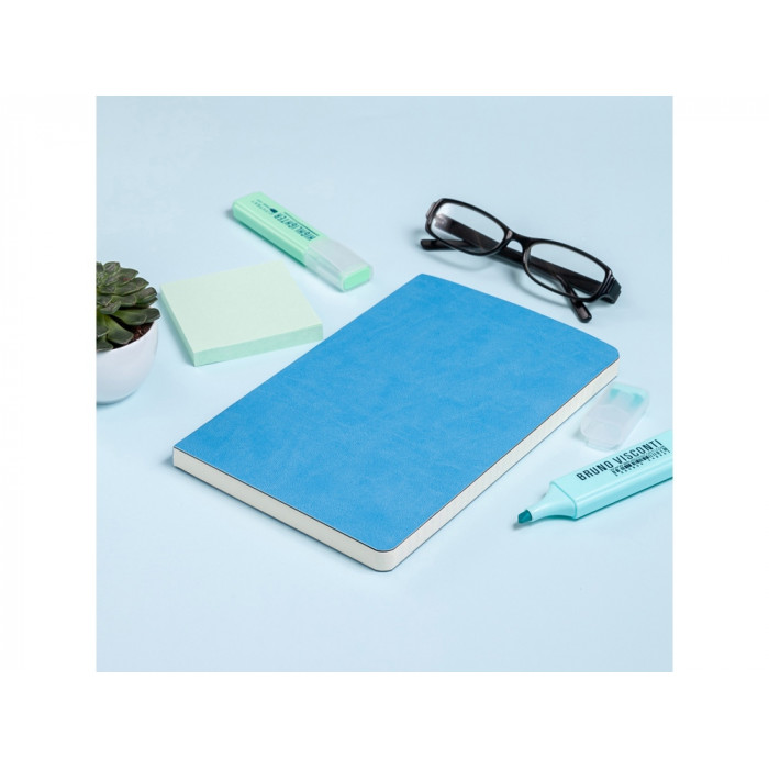 Ежедневник А5 недатированный Megapolis Velvet Flex, небесно-голубой